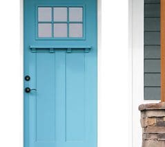 Blue front door painting